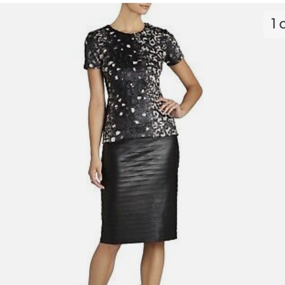 BCBG “Tulum” textured faux fur animal print top